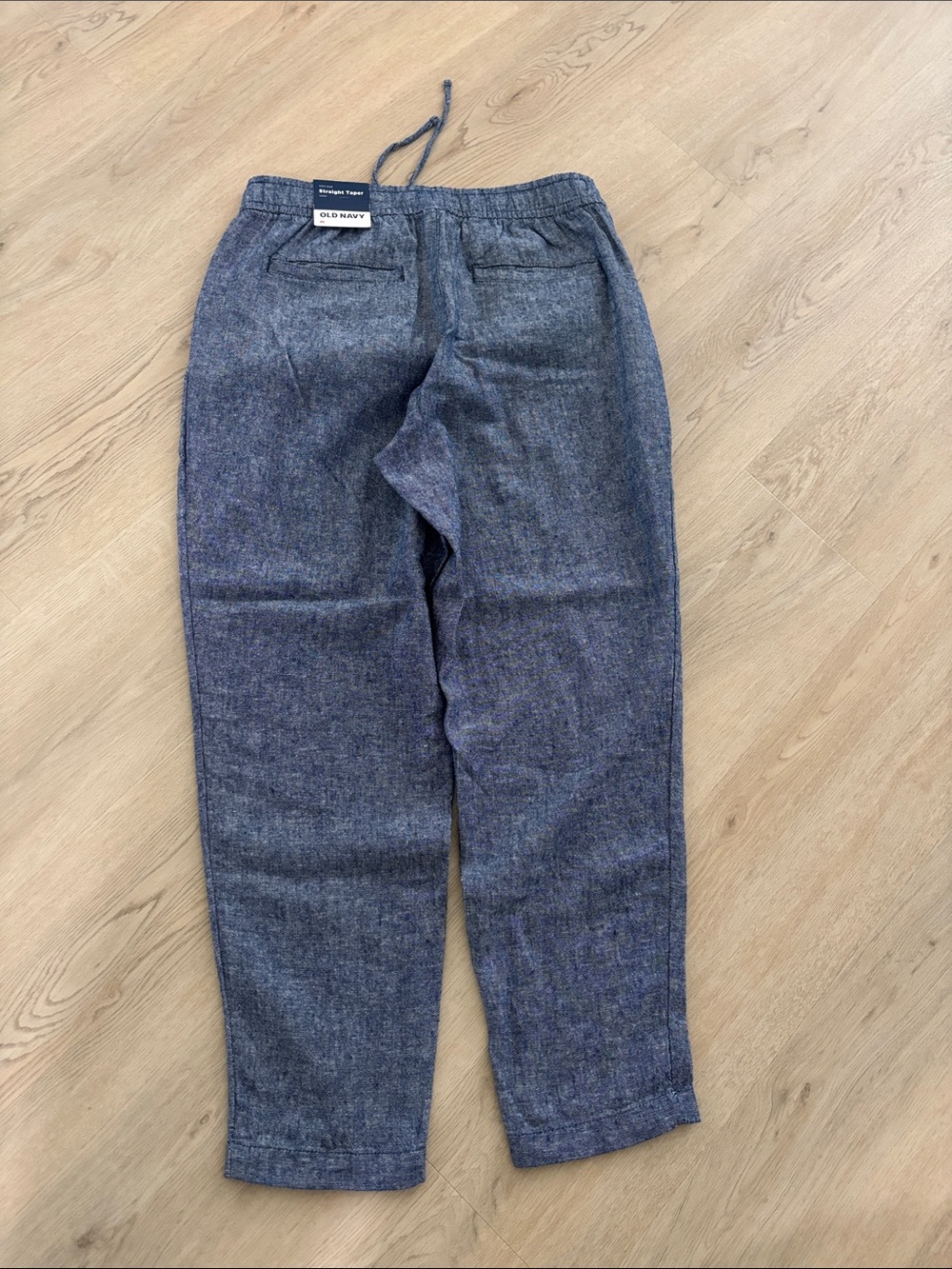 NWT Old Navy High-Waisted Cropped Linen-Blend Tapered Pants size M blue chambray - Picture 5 of 5